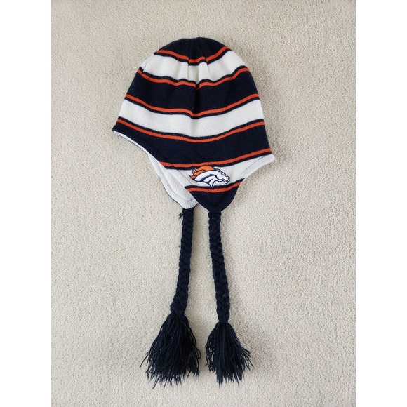 NFL Accessories - NFL Team Apparel Denver Broncos Ear Flap Stocking Cap with Long Poms